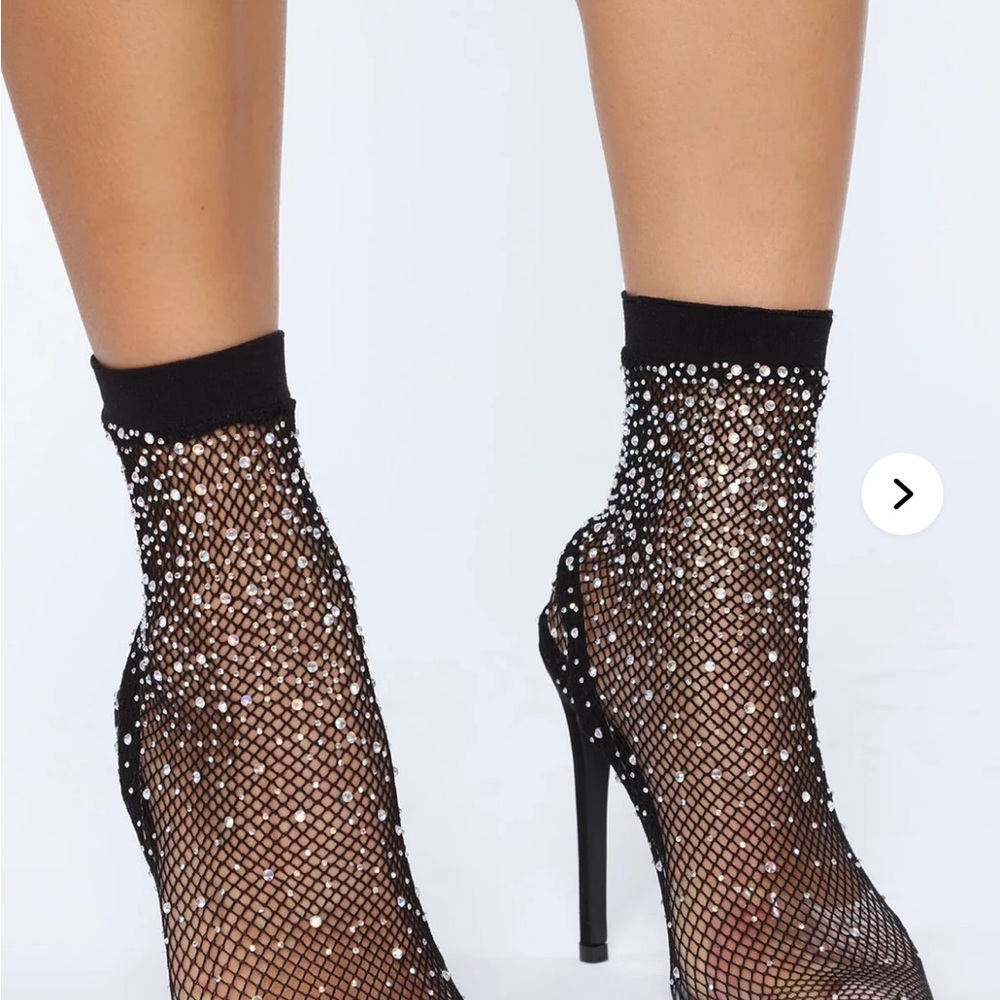 Black Mesh Rhinestone Heels